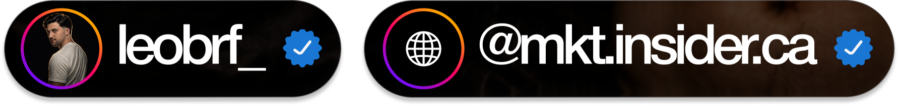Perfis verificados: leobrf_ (Leonardo Baltazar) e @mkt.insider.ca (Marketing Insider)