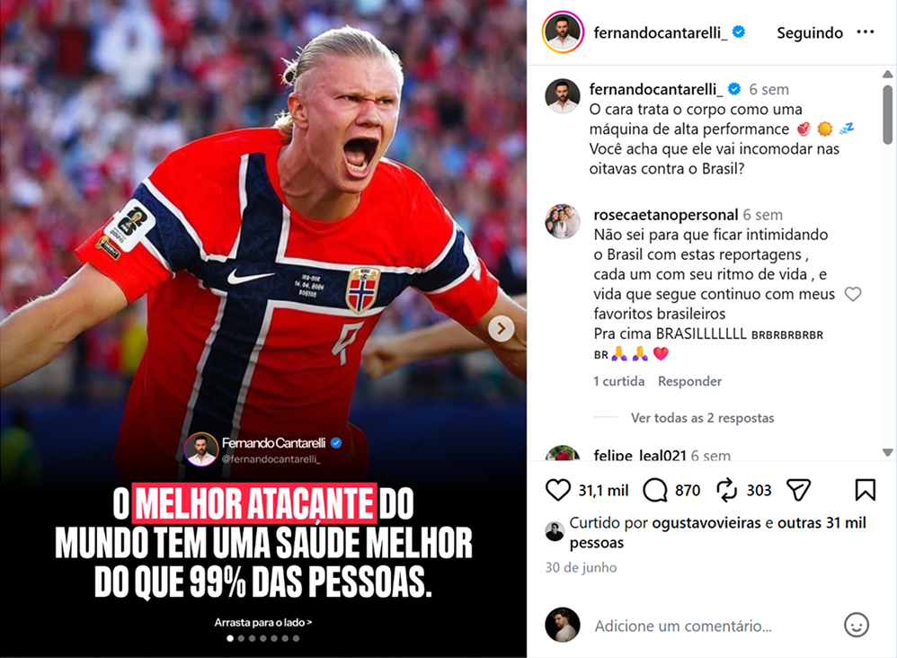 Publicação de @fernandocantarelli_ com 31,1 mil curtidas
